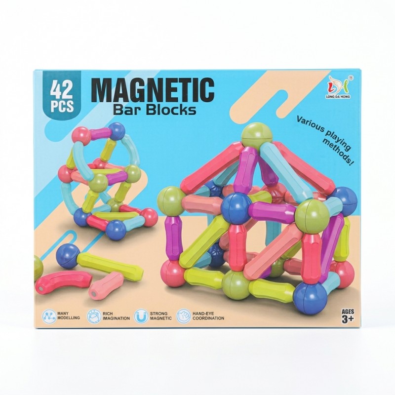 Set 42 piese magnetice constructie copii Montessori bile bastonase 3+ ani cadou Adison